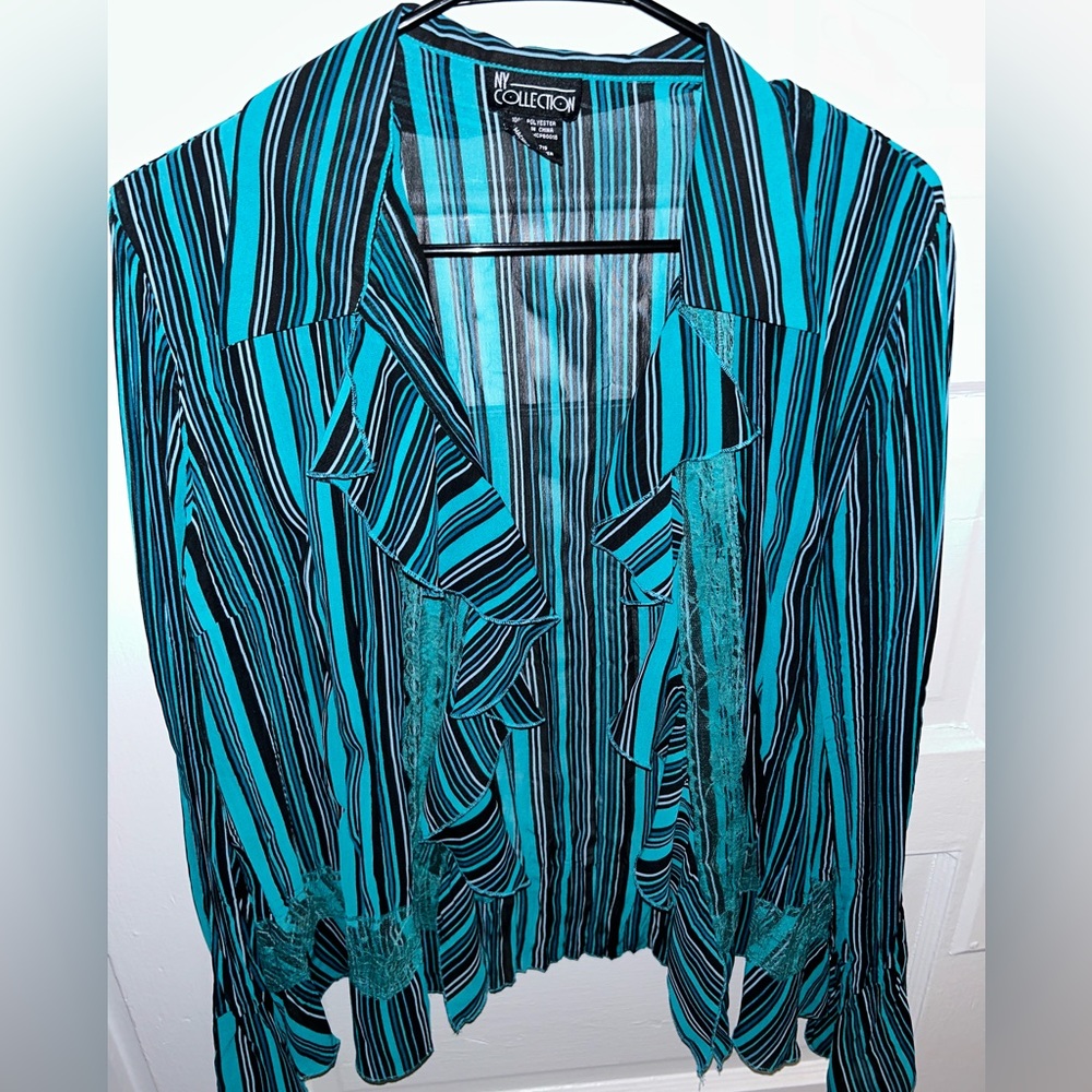 NY COLLECTION RUFFLED BLOUSE